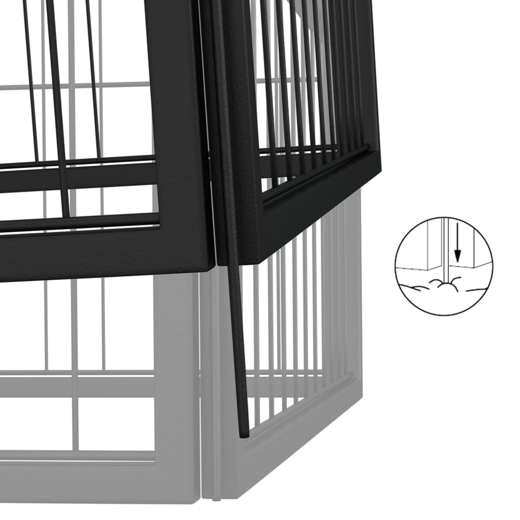 12-Panel Dog Playpen Black 50X100 Cm Powder-Coated Steel