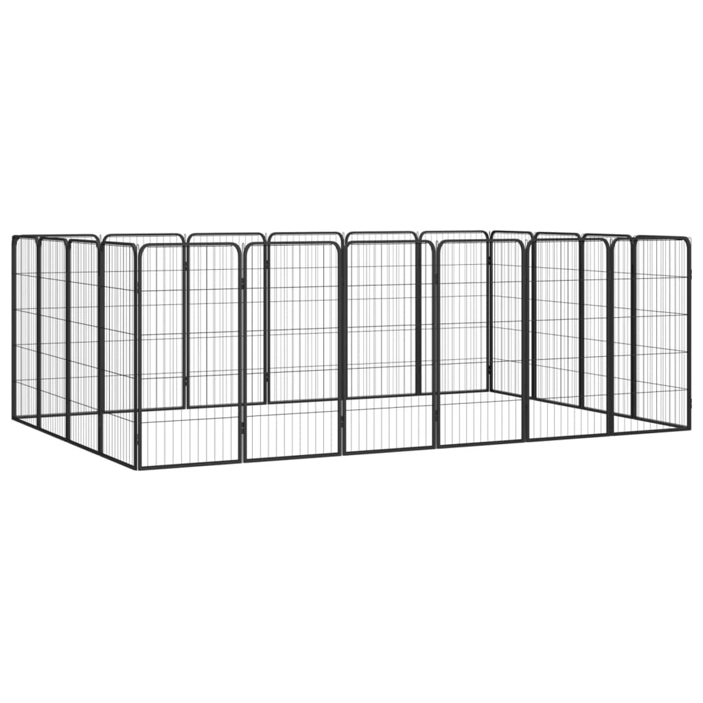 12-Panel Dog Playpen Black 50X100 Cm Powder-Coated Steel
