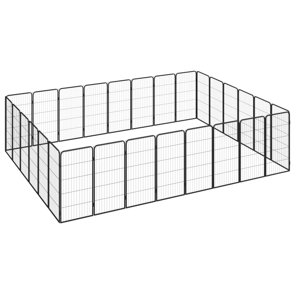 12-Panel Dog Playpen Black 50X100 Cm Powder-Coated Steel