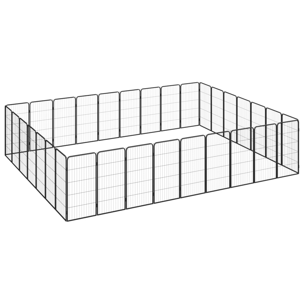 12-Panel Dog Playpen Black 50X100 Cm Powder-Coated Steel