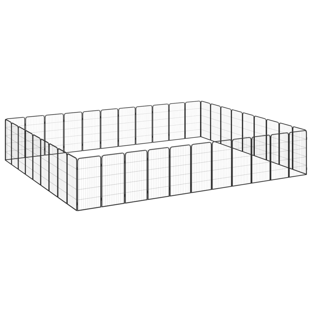 12-Panel Dog Playpen Black 50X100 Cm Powder-Coated Steel