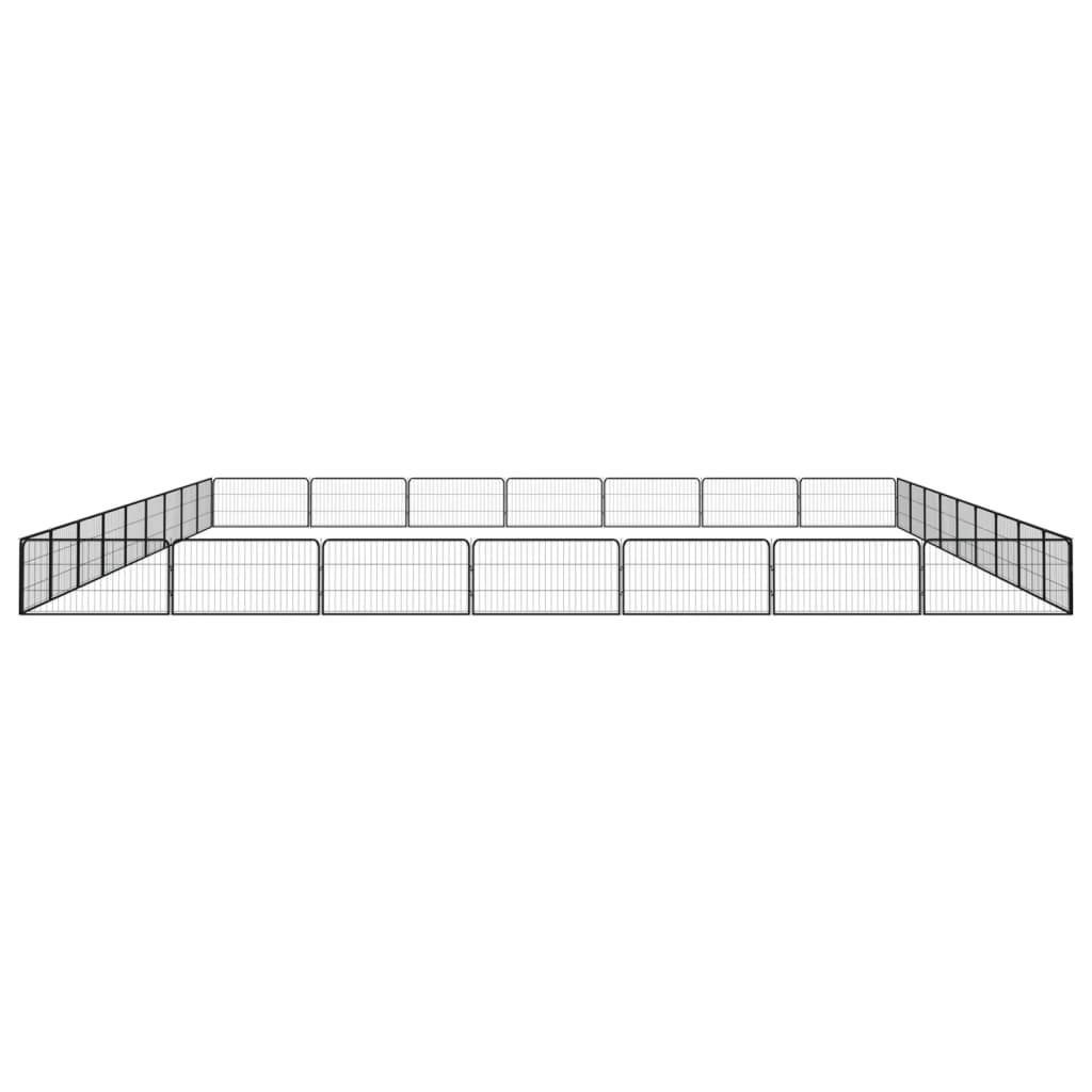 32-Panel Dog Playpen Black 100X50 Cm Powder-Coated Steel