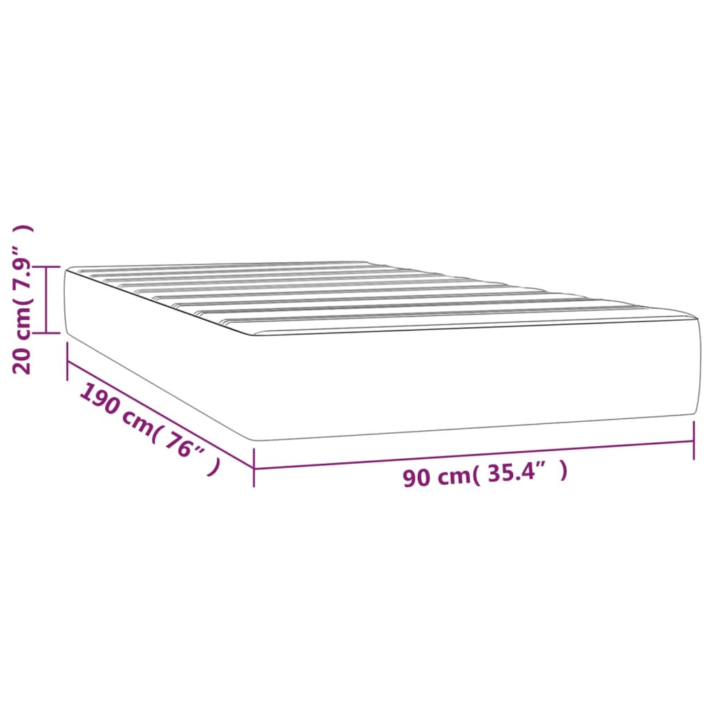 Pocket Spring Bed Mattress Grey 90X190X20 Cm Faux Leather