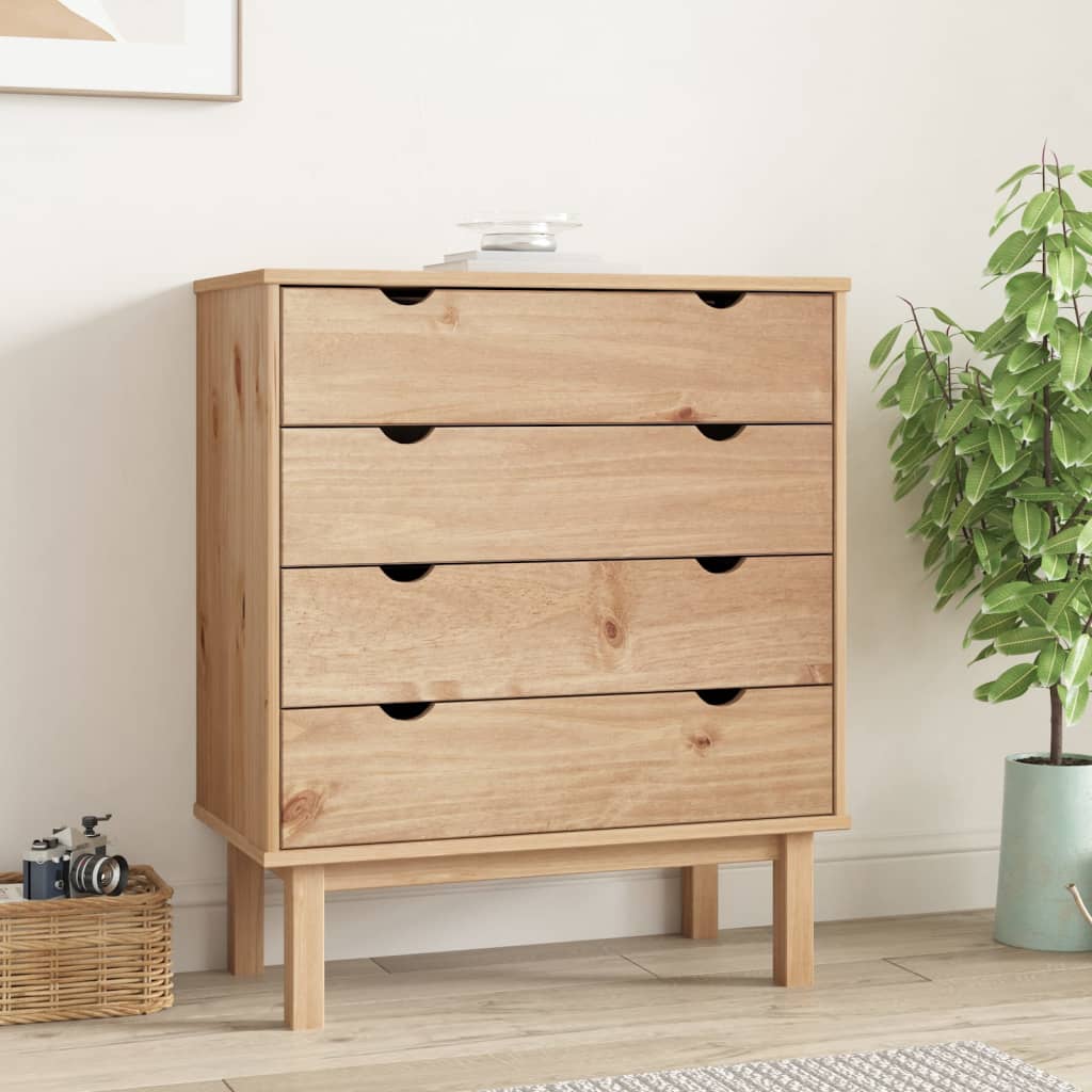 Drawer Cabinet Otta Brown&White 76.5X39.5X90Cm Solid Wood Pine