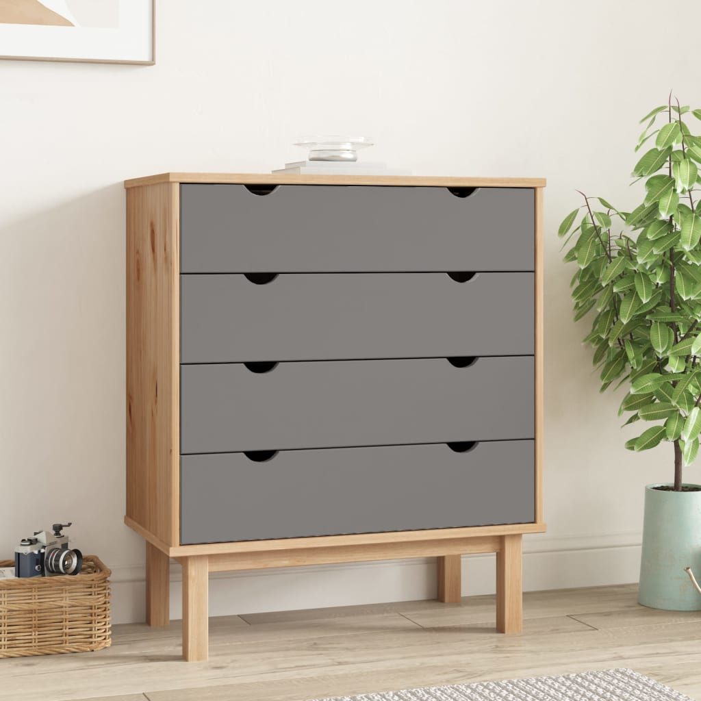 Drawer Cabinet Otta Brown&White 76.5X39.5X90Cm Solid Wood Pine