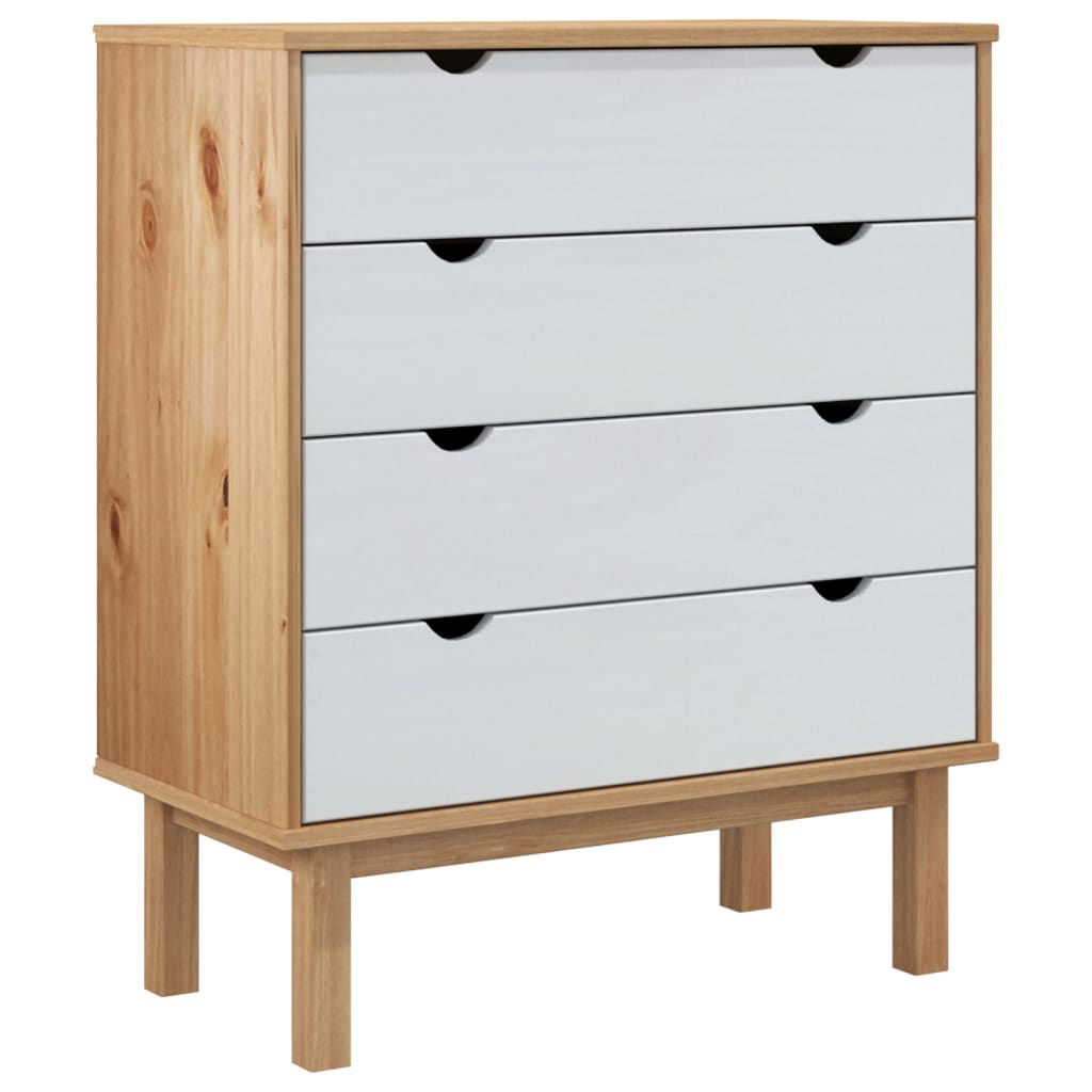 Drawer Cabinet Otta Brown&White 76.5X39.5X90Cm Solid Wood Pine