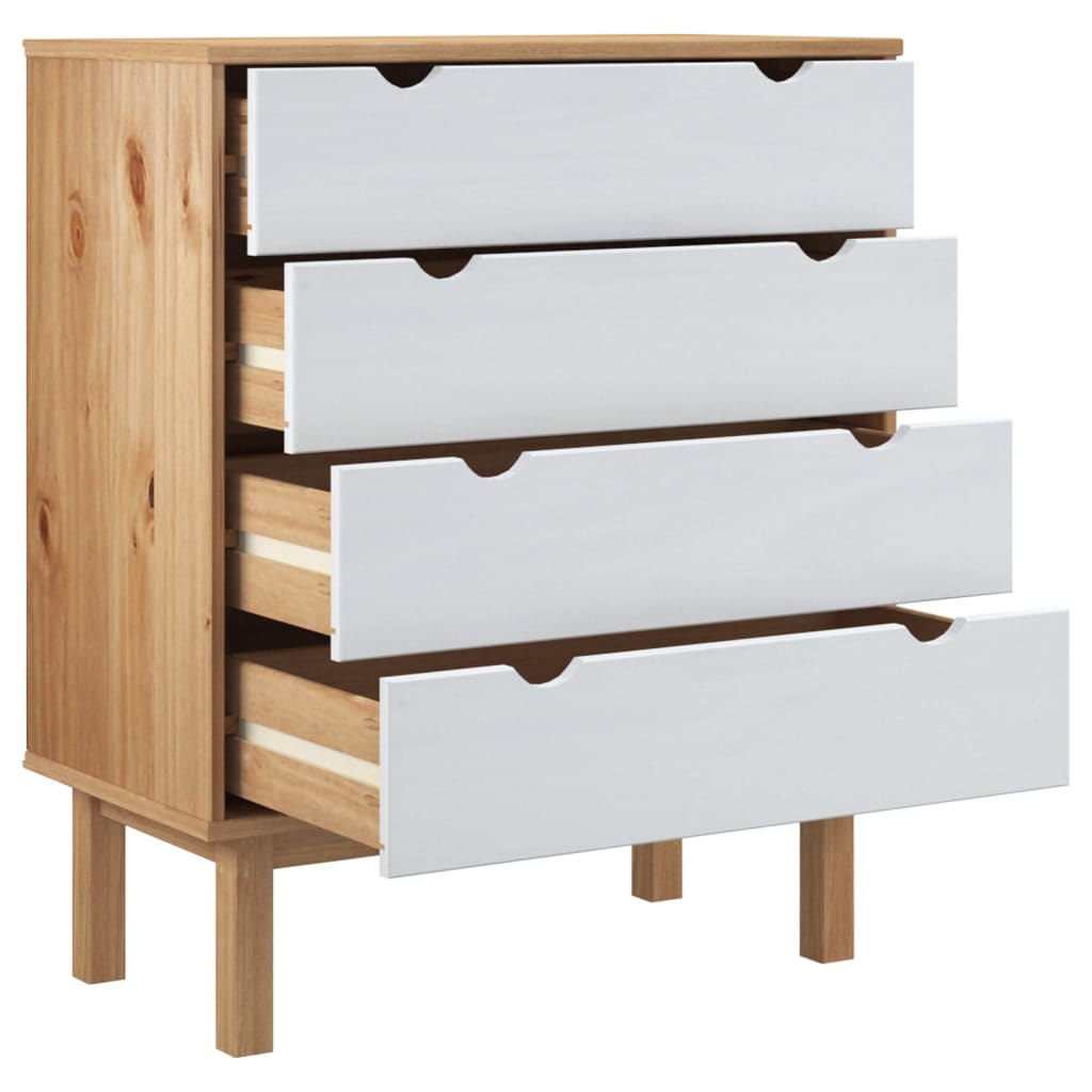 Drawer Cabinet Otta Brown&White 76.5X39.5X90Cm Solid Wood Pine
