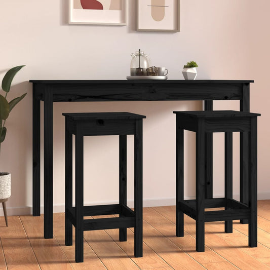 Bar Chairs 2 Pcs Black 40X40X78 Cm Solid Wood Pine