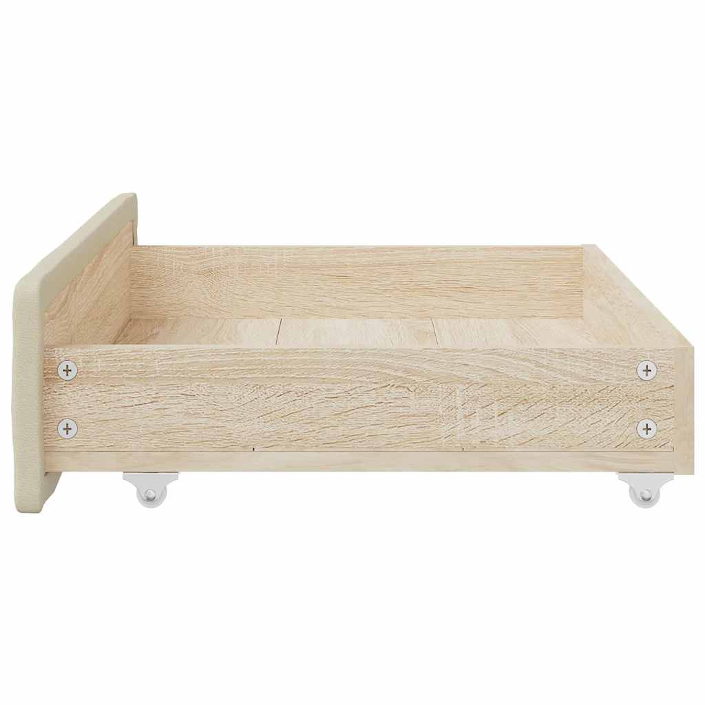 Bed Drawers 2 Pcs Engineered Wood And Faux Leather