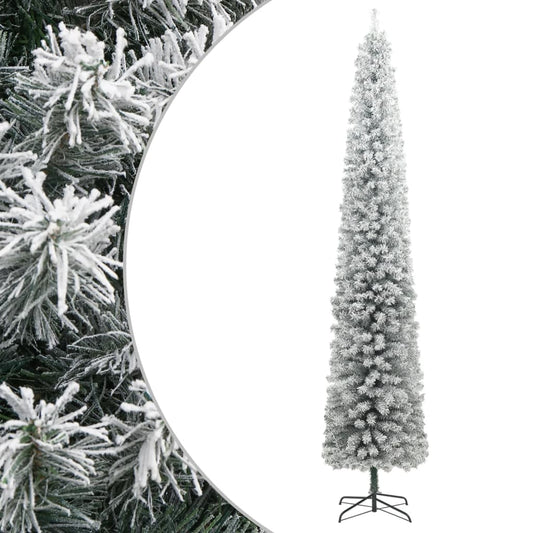 Slim Christmas Tree With Stand And Flocked Snow Pvc