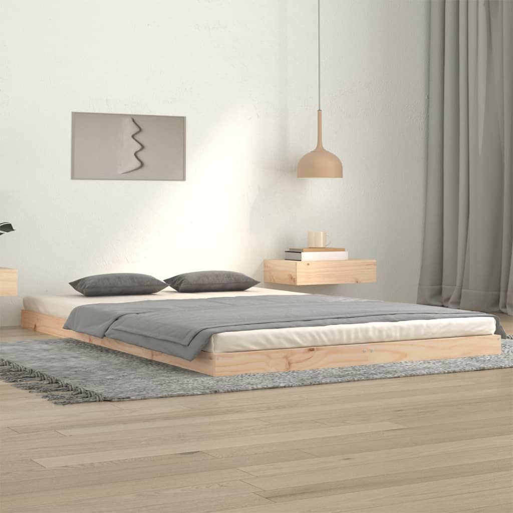 Bed Frame Without Mattress Double Solid Wood Pine