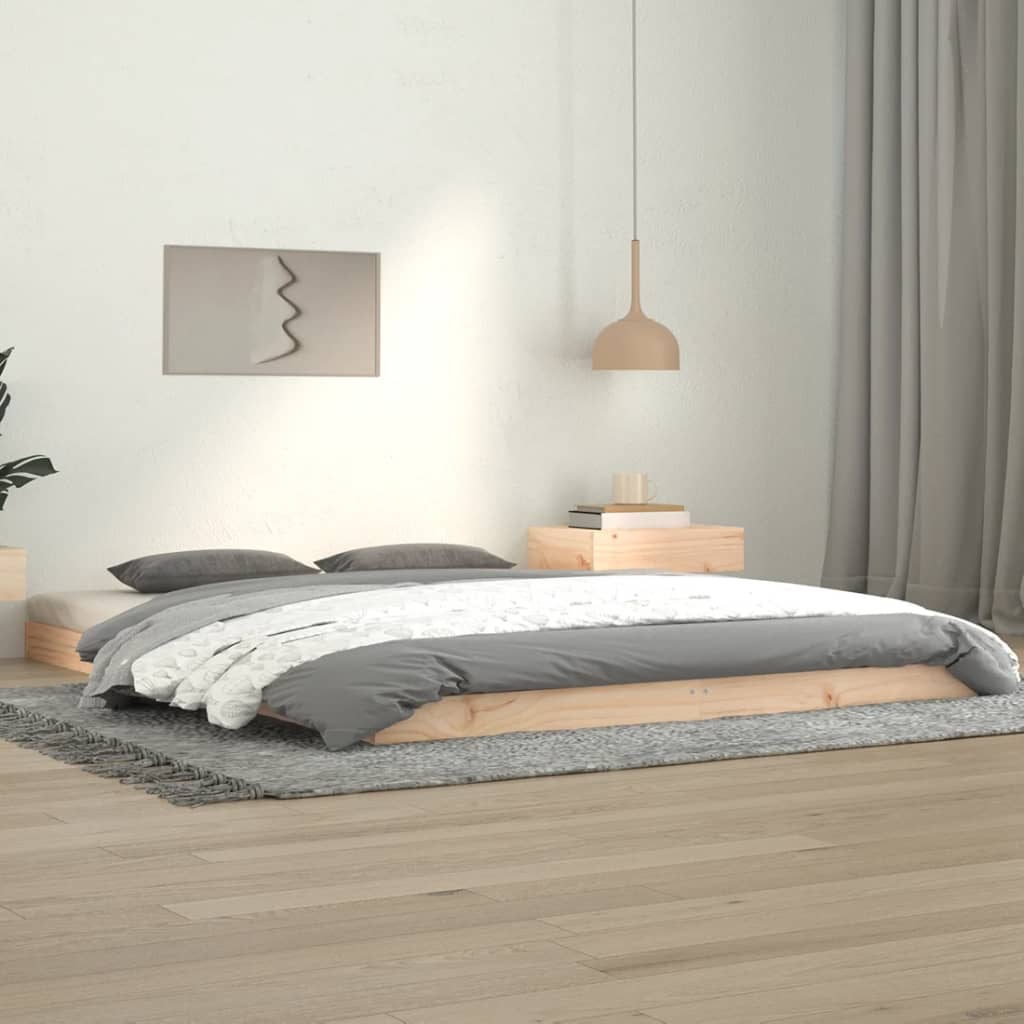 Bed Frame Without Mattress Double Solid Wood Pine