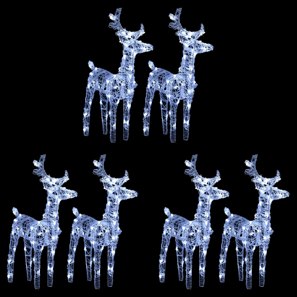Christmas Reindeers 6 Pcs 240 Leds Acrylic