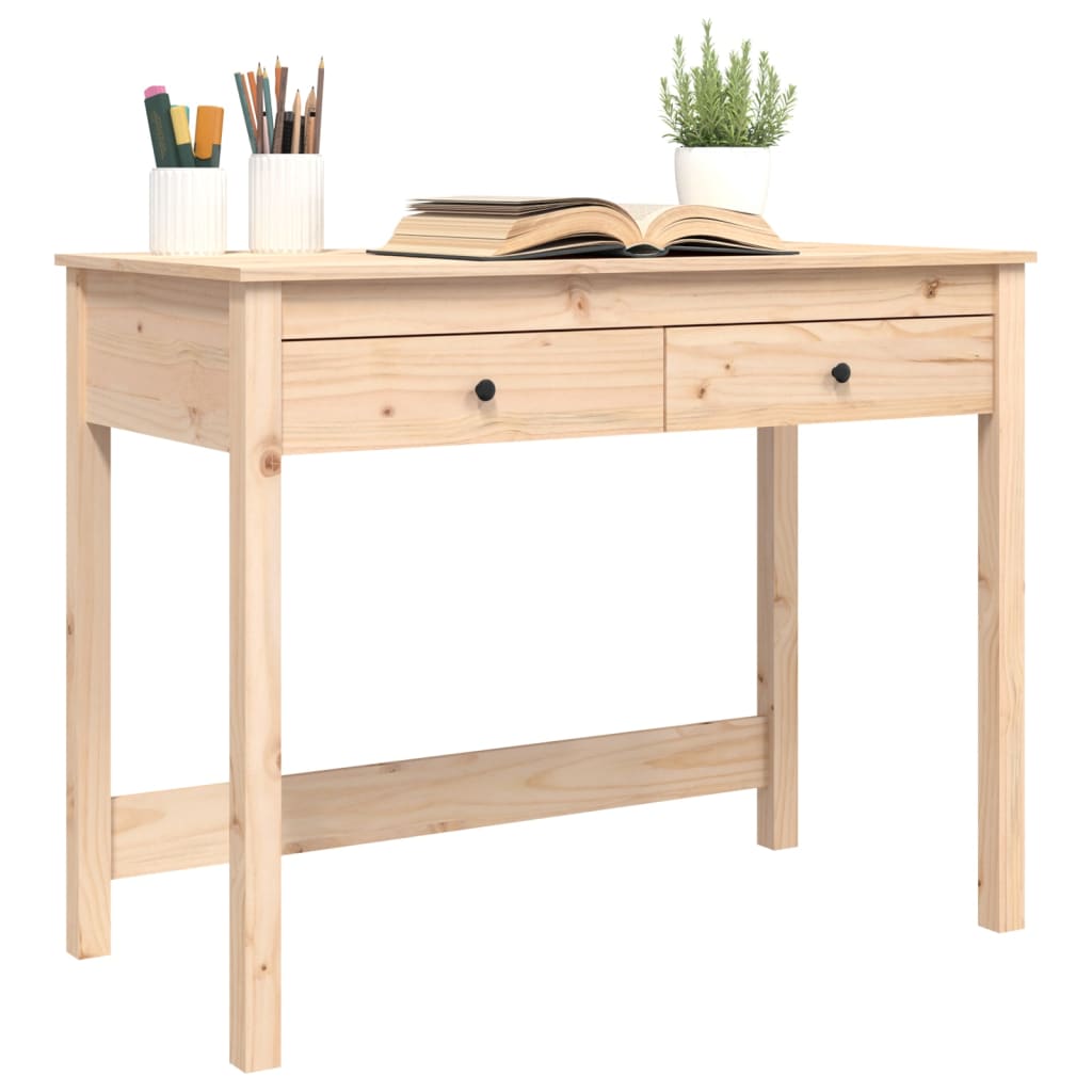Desk With Drawers 100X50X78 Cm Solid Wood Pine