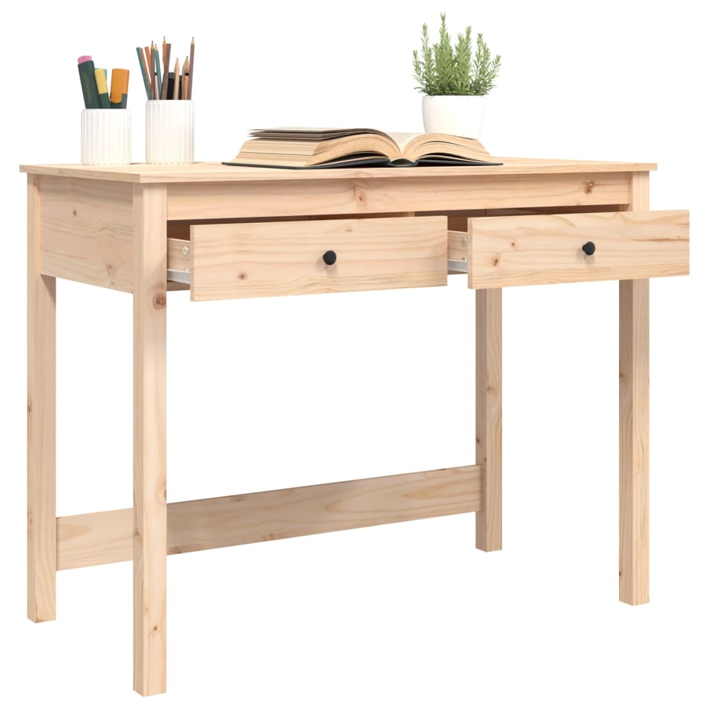 Desk With Drawers 100X50X78 Cm Solid Wood Pine