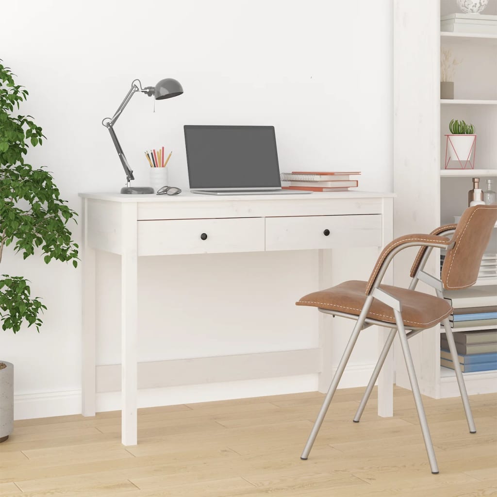 Desk With Drawers 100X50X78 Cm Solid Wood Pine