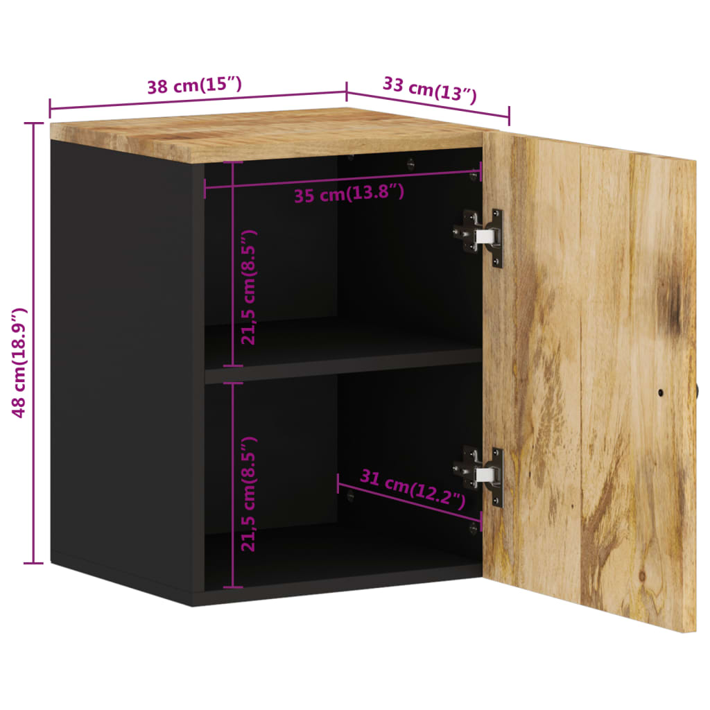 Bathroom Wall Cabinet 38X33X48 Cm Solid Wood Mango