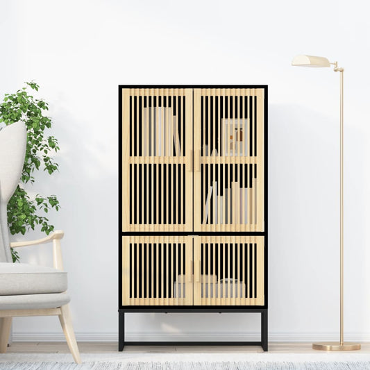 Highboard Black 70X35X125 Cm Engineered Wood