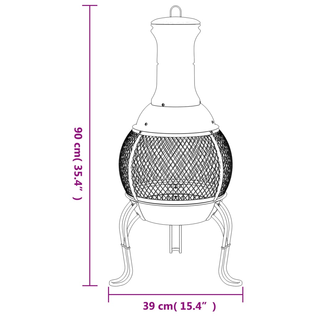 Garden Stove With Poker 39X39X90 Cm Steel