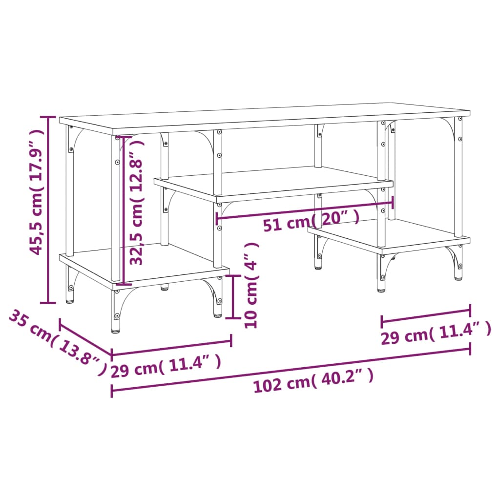 Tv Cabinet 102X35X45.5 Cm Engineered Wood