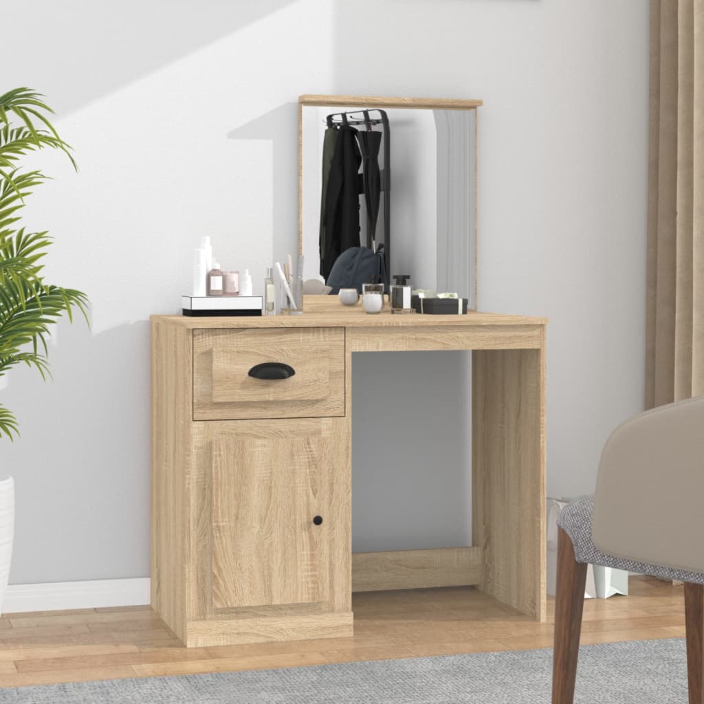 Dressing Table Grey Sonona 90X50X132.5 Cm Engineered Wood