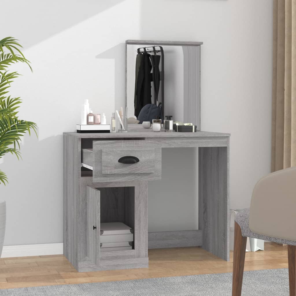 Dressing Table Grey Sonona 90X50X132.5 Cm Engineered Wood