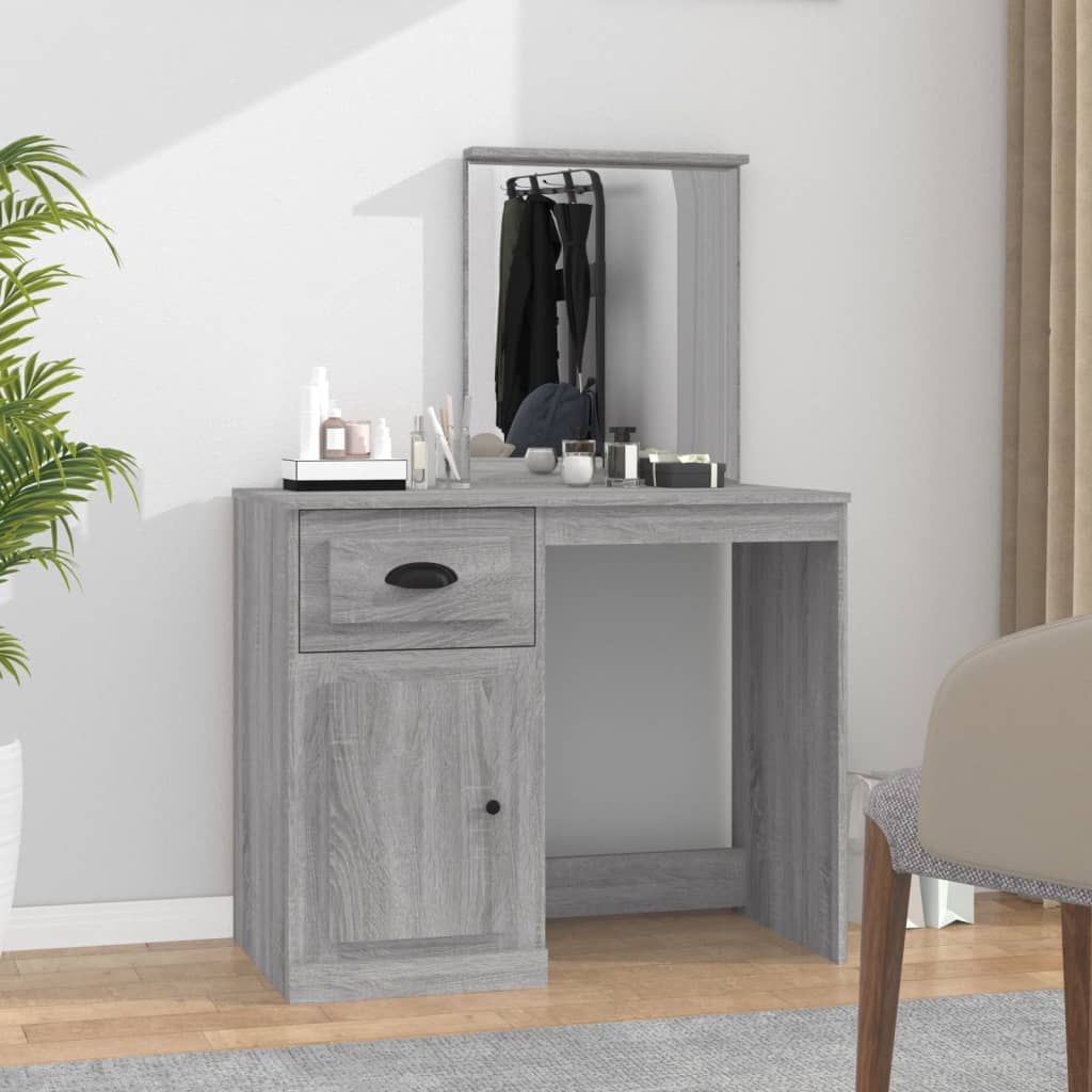 Dressing Table Grey Sonona 90X50X132.5 Cm Engineered Wood
