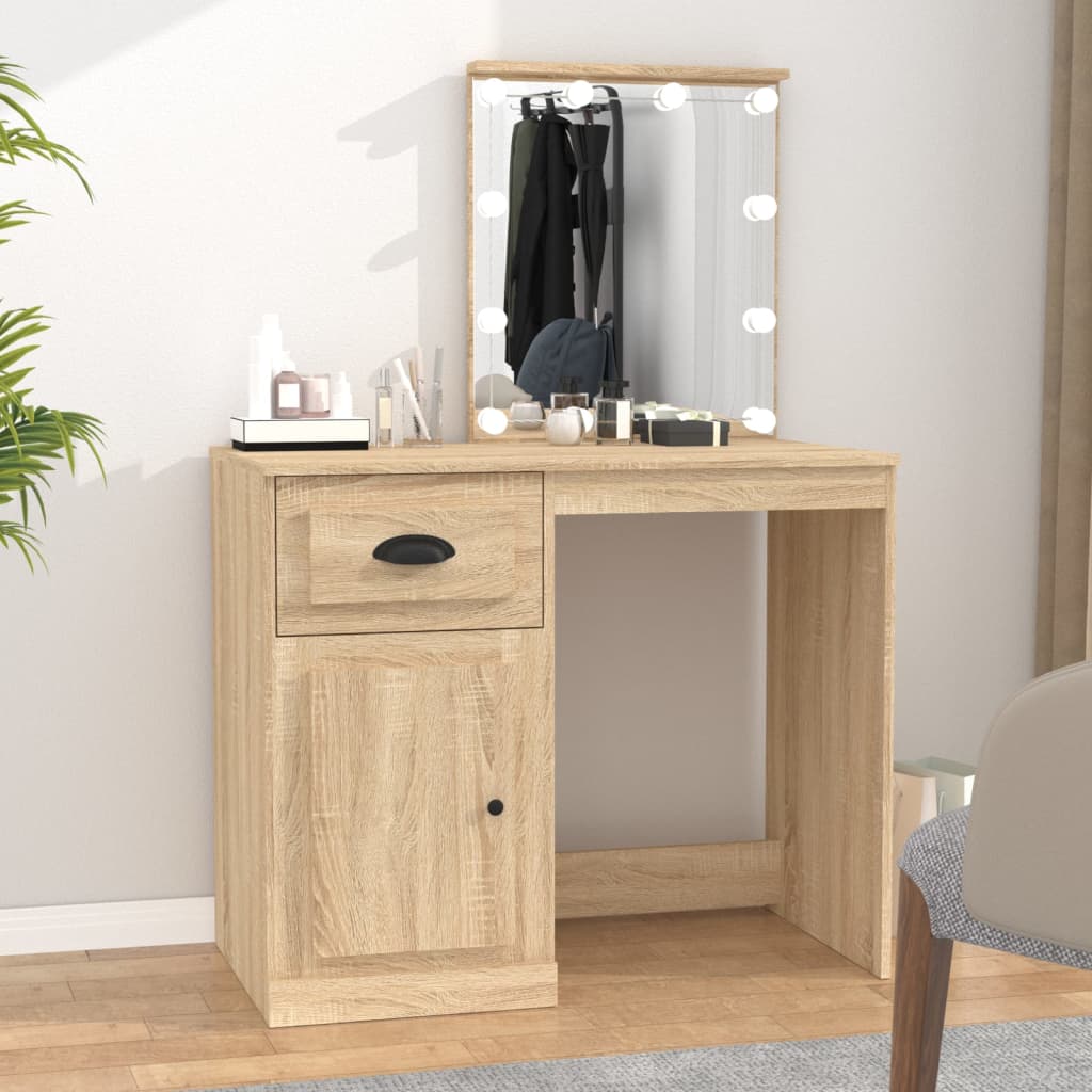 Dressing Table Grey Sonona 90X50X132.5 Cm Engineered Wood