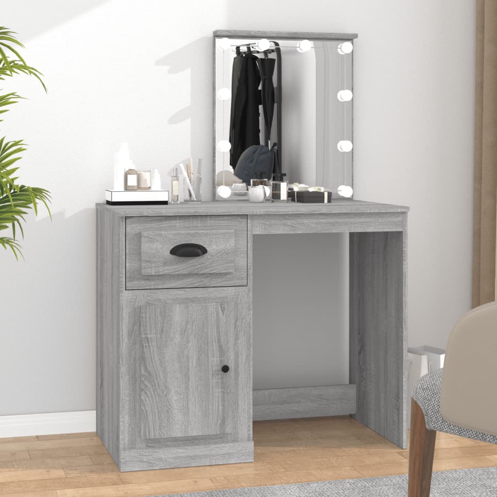 Dressing Table Grey Sonona 90X50X132.5 Cm Engineered Wood