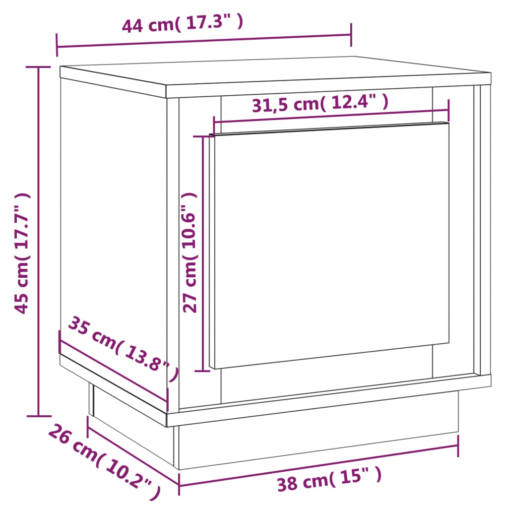Bedside Cabinet 44X35X45 Cm Engineered Wood