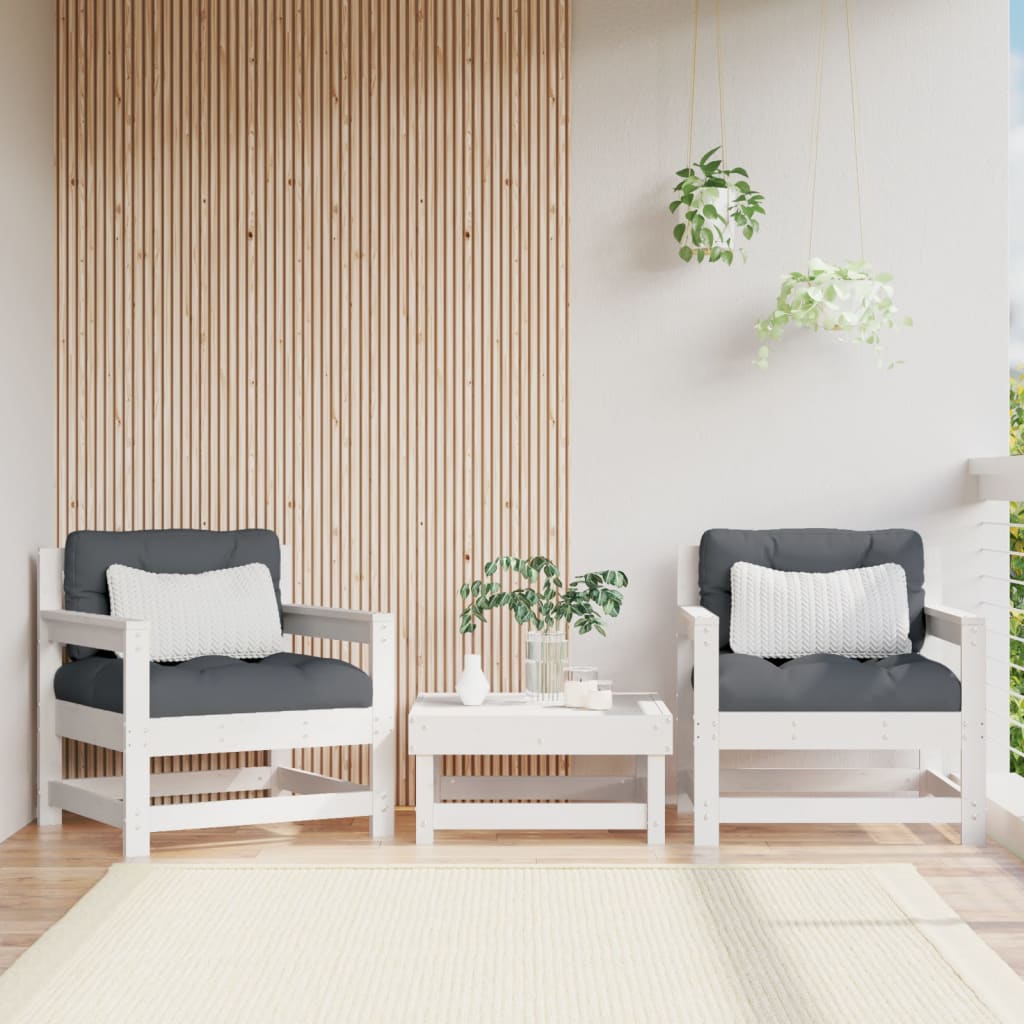 3 Piece Garden Lounge Set With Cushions Solid Wood