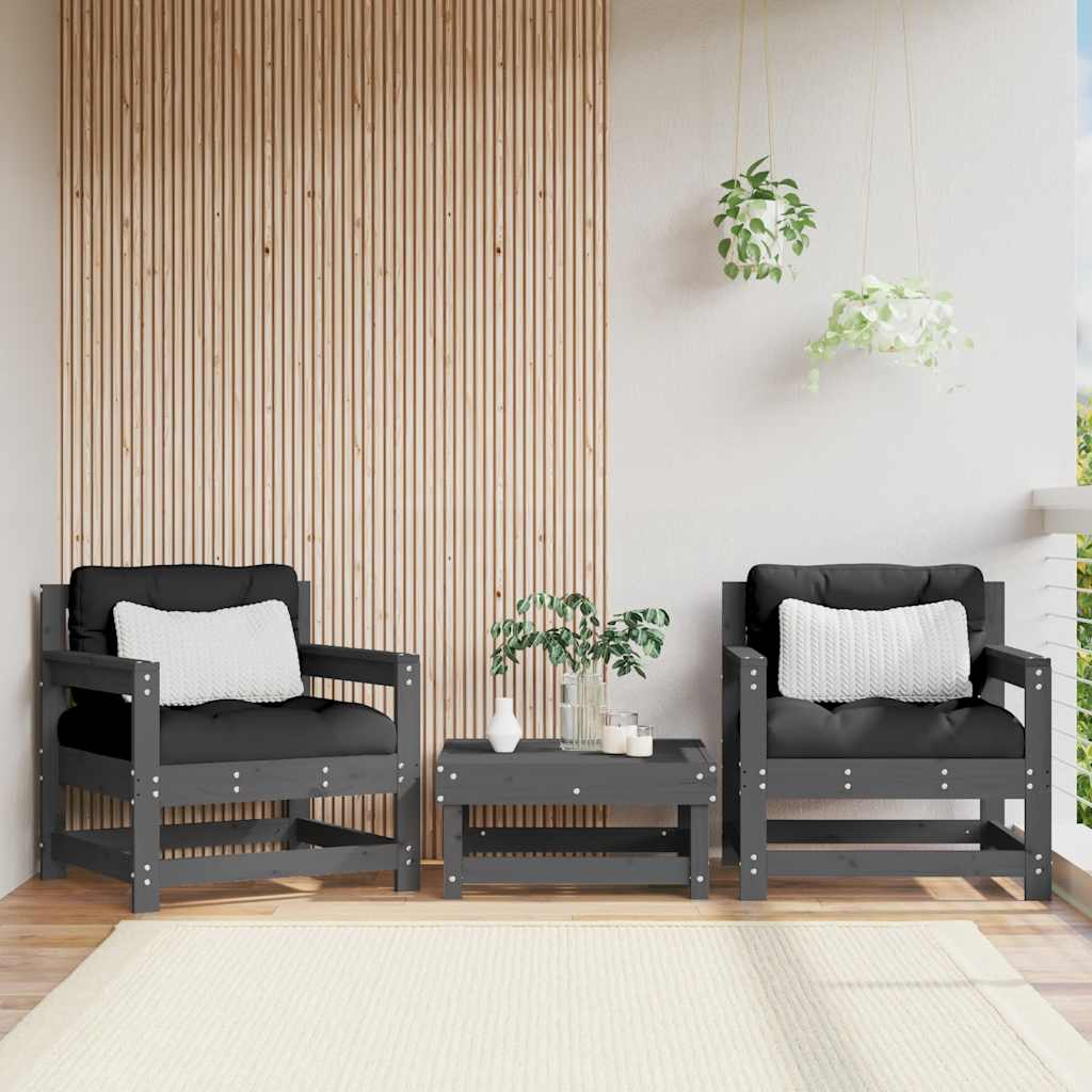 3 Piece Garden Lounge Set With Cushions Solid Wood