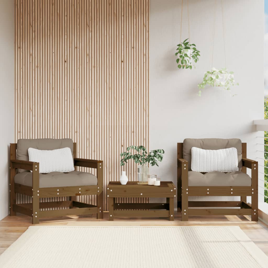 3 Piece Garden Lounge Set With Cushions Solid Wood