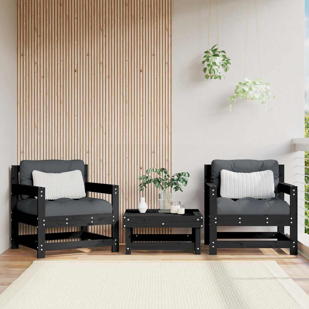 3 Piece Garden Lounge Set With Cushions Solid Wood