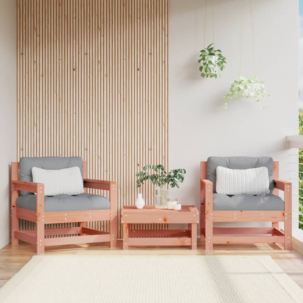 3 Piece Garden Lounge Set With Cushions Solid Wood