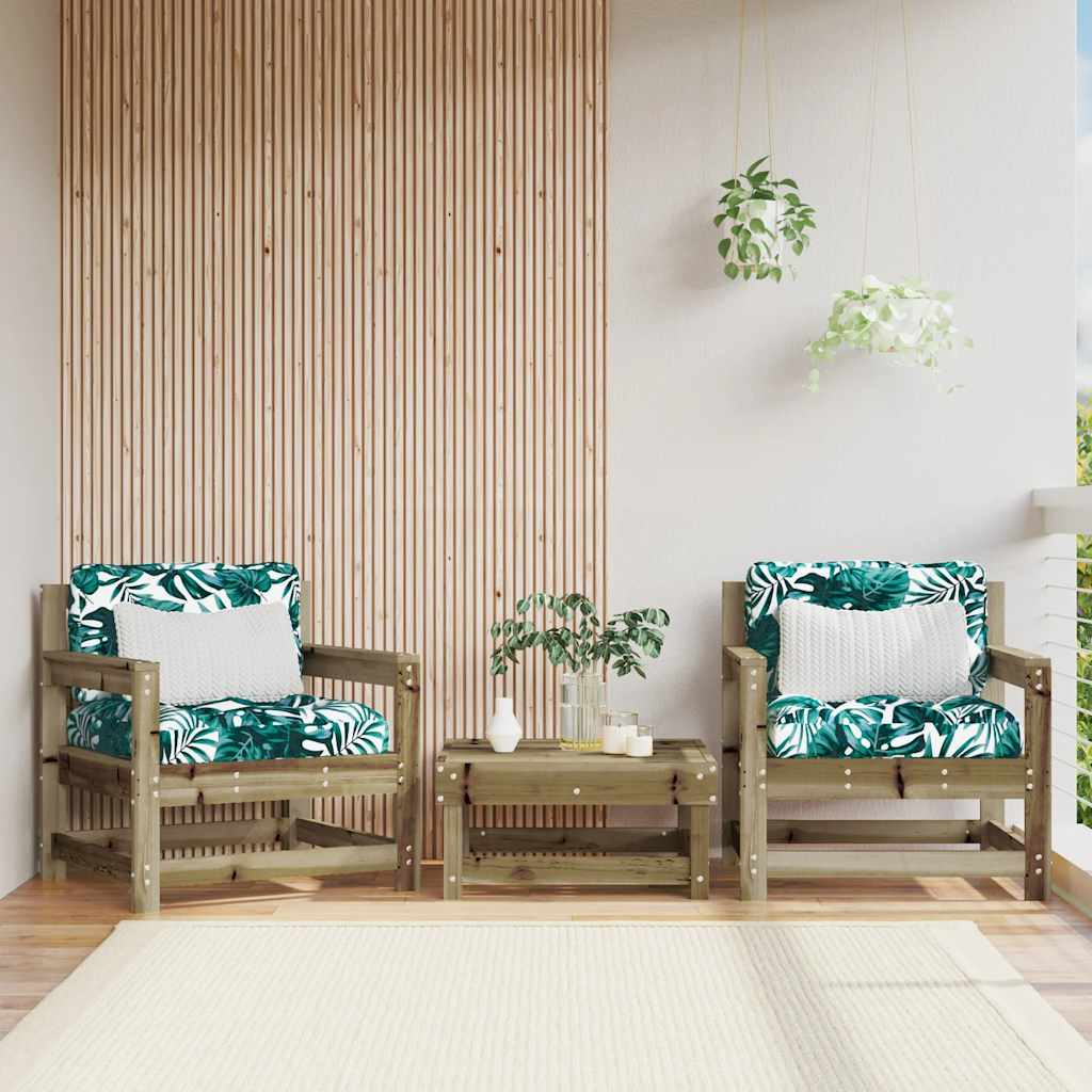 3 Piece Garden Lounge Set With Cushions Solid Wood