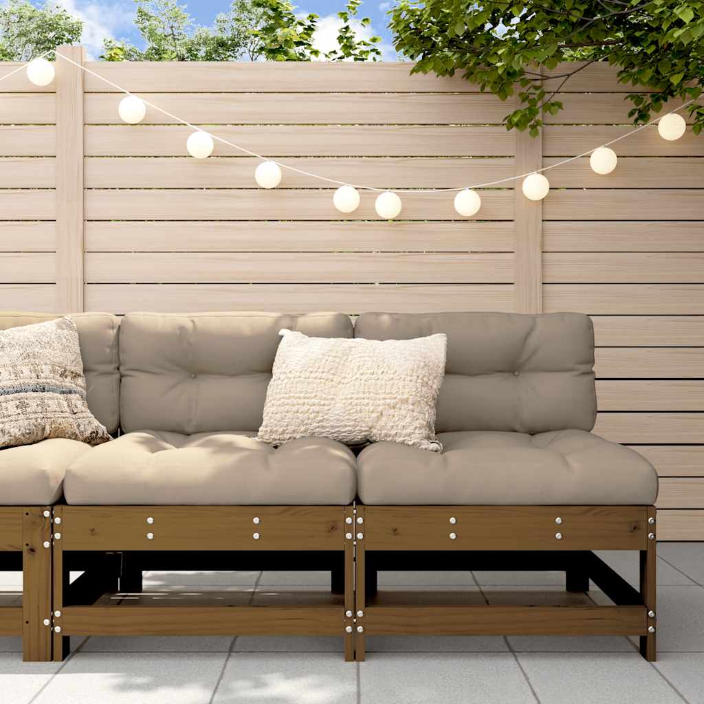 3 Piece Garden Lounge Set With Cushions Solid Wood