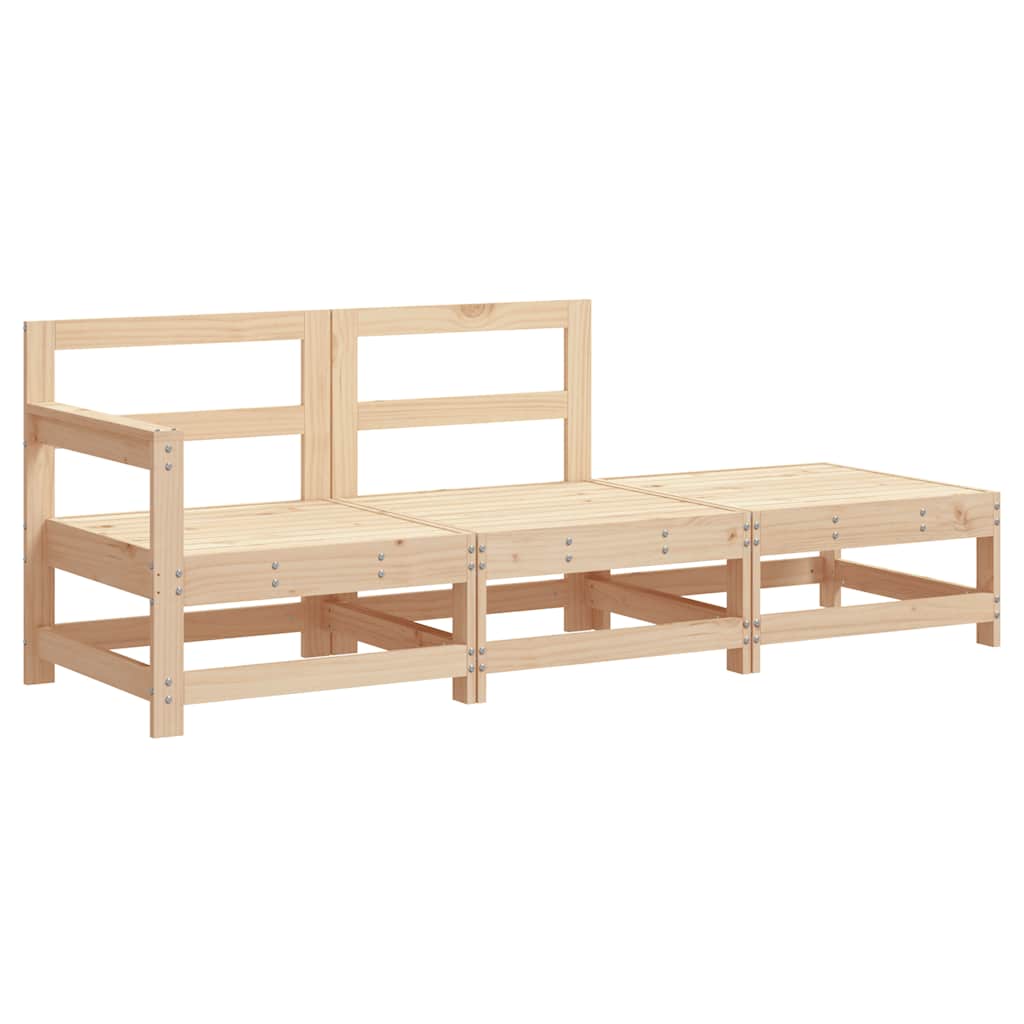 3 Piece Garden Lounge Set With Cushions Solid Wood