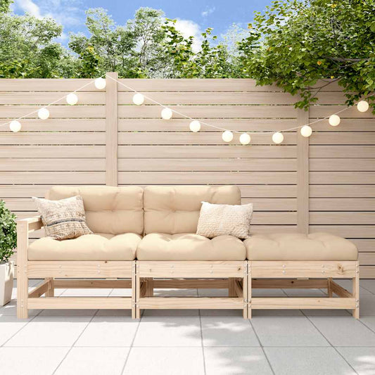 3 Piece Garden Lounge Set With Cushions Solid Wood