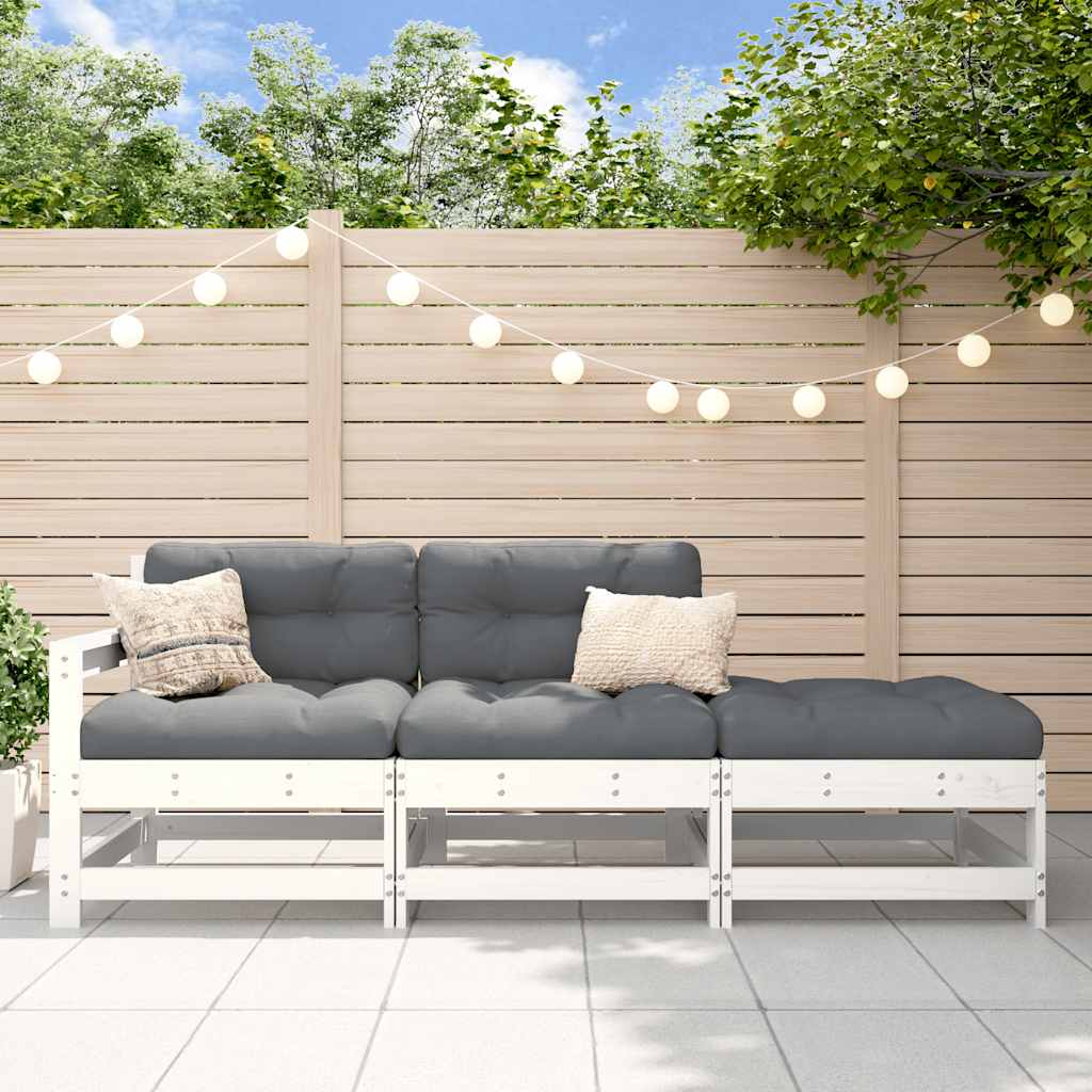 3 Piece Garden Lounge Set With Cushions Solid Wood