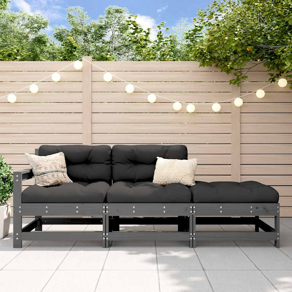 3 Piece Garden Lounge Set With Cushions Solid Wood