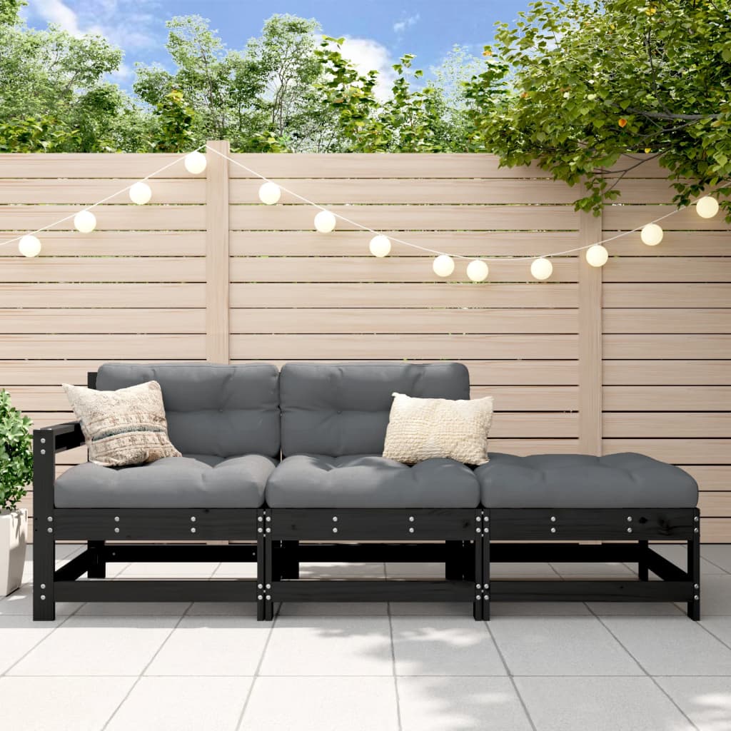 3 Piece Garden Lounge Set With Cushions Solid Wood