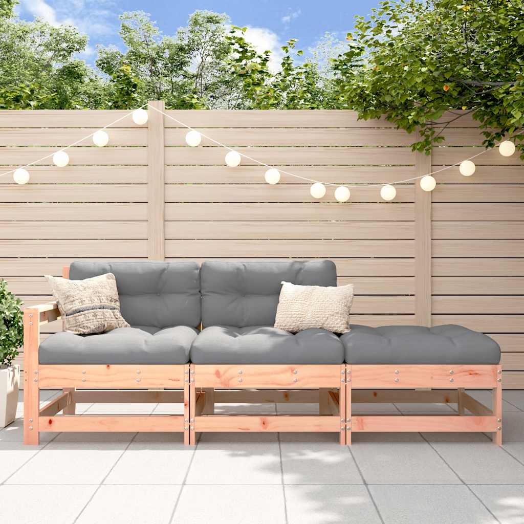 3 Piece Garden Lounge Set With Cushions Solid Wood