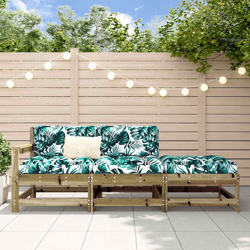 3 Piece Garden Lounge Set With Cushions Solid Wood