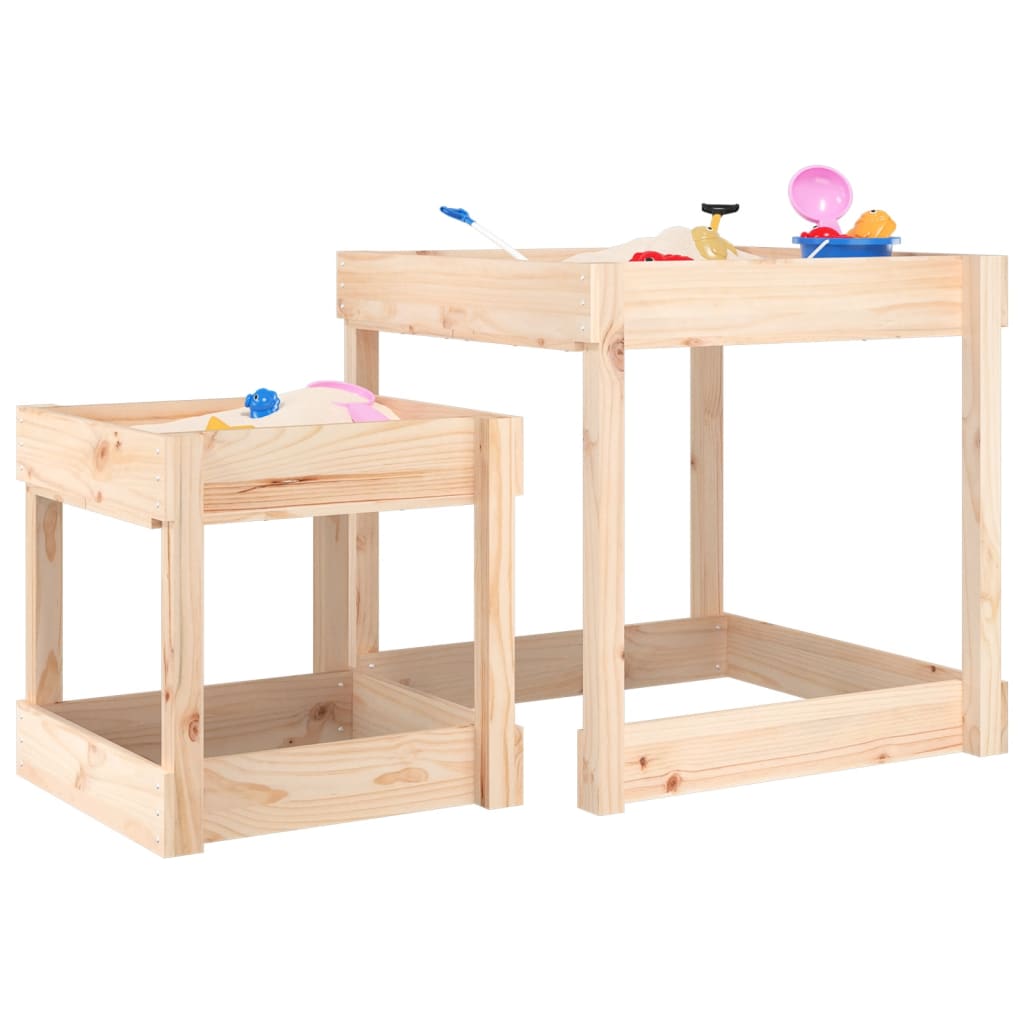 Sand Tables 2 Pcs White Solid Wood Pine