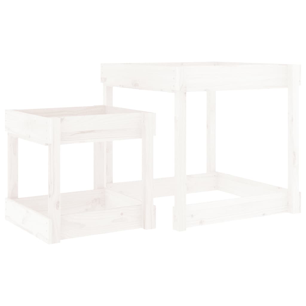 Sand Tables 2 Pcs White Solid Wood Pine