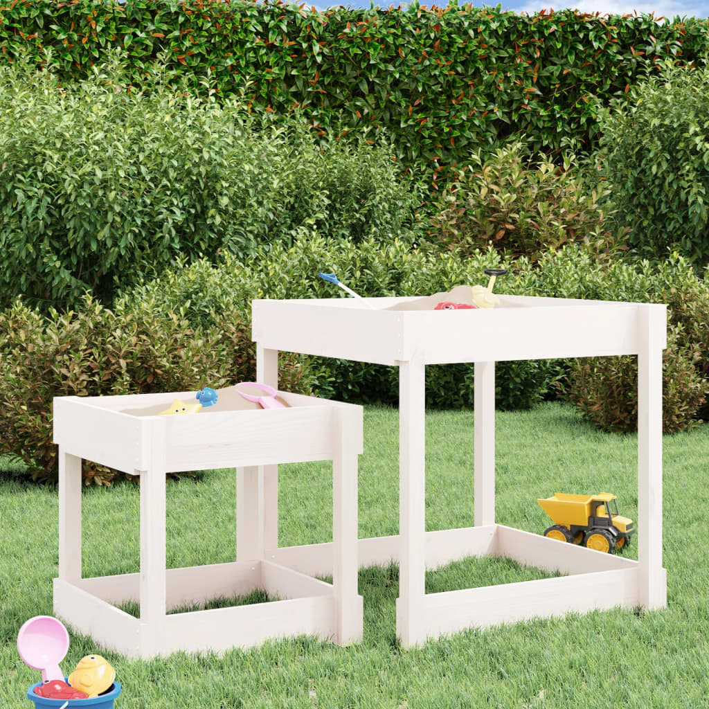 Sand Tables 2 Pcs White Solid Wood Pine
