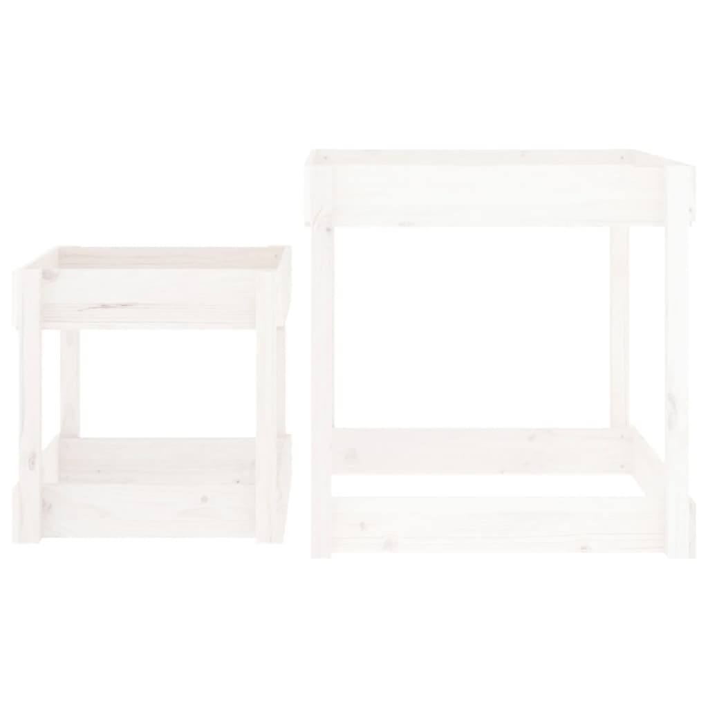 Sand Tables 2 Pcs White Solid Wood Pine