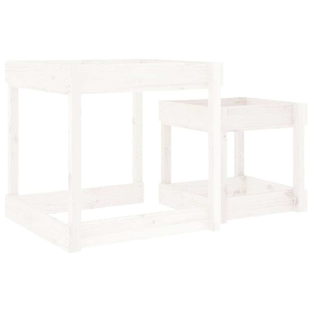 Sand Tables 2 Pcs White Solid Wood Pine