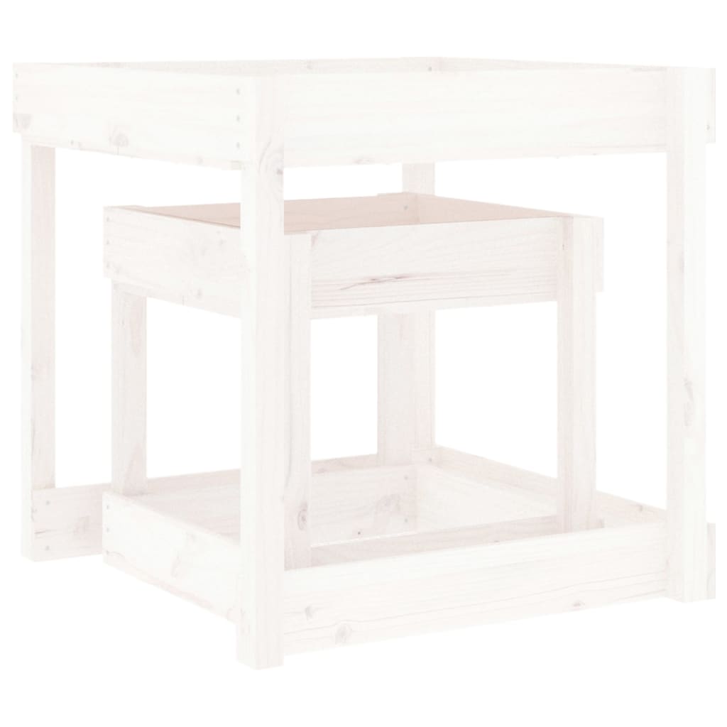 Sand Tables 2 Pcs White Solid Wood Pine